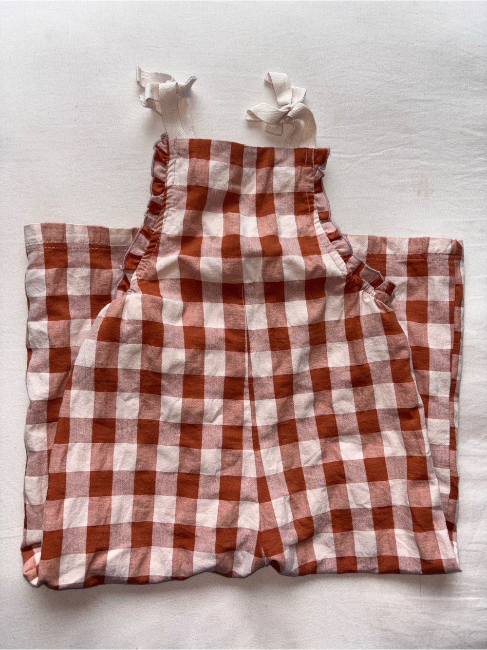 Zara Rust and White Gingham Jumpsuit
